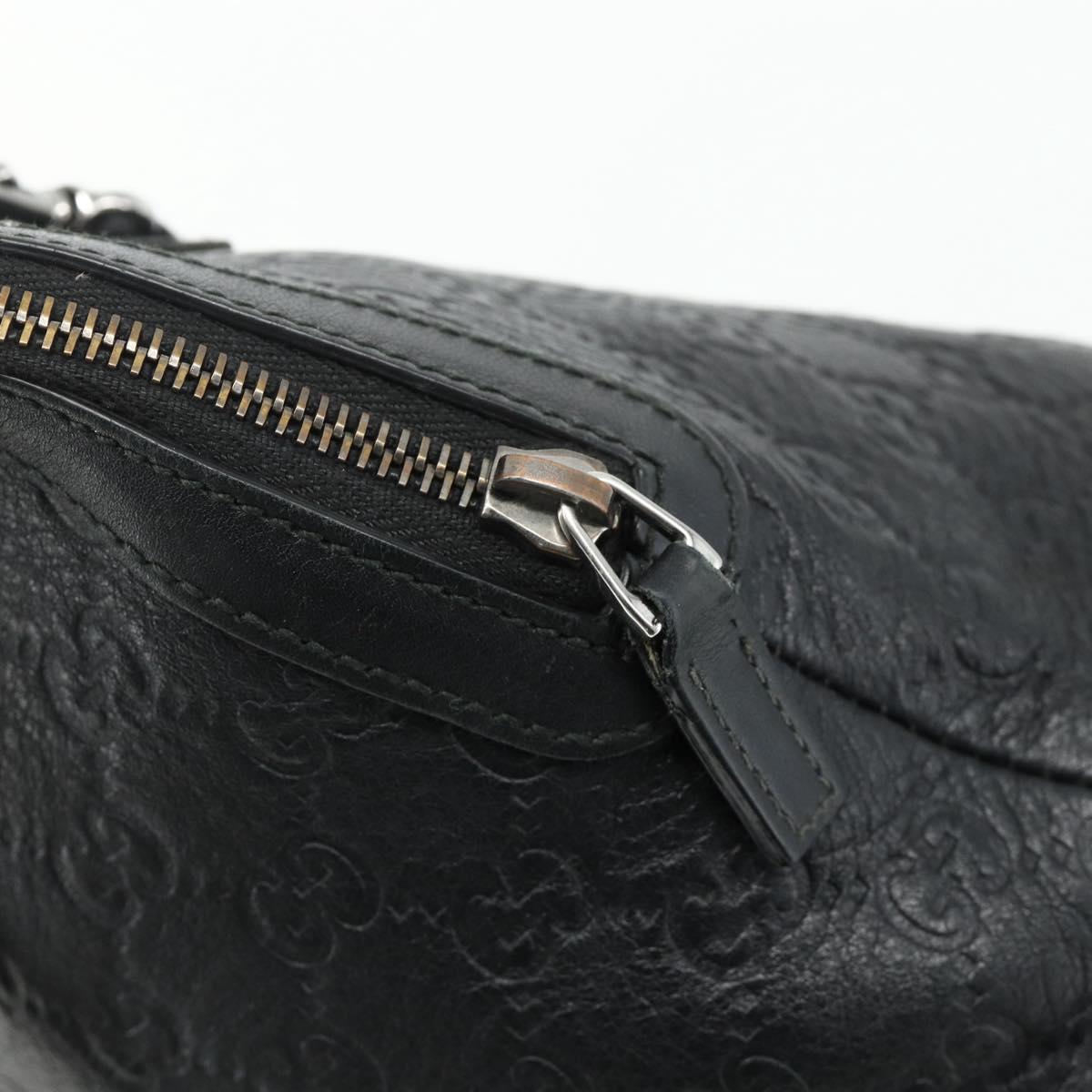 GUCCI GG Canvas Guccissima Hand Bag Leather 2way Black Silver 420023 Auth mr2354