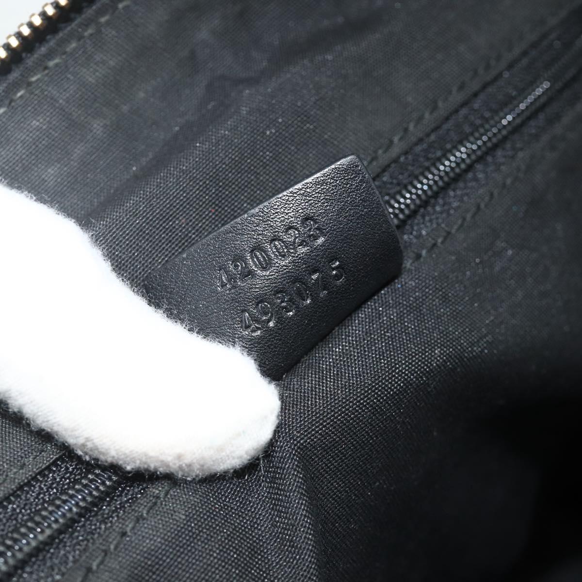 GUCCI GG Canvas Guccissima Hand Bag Leather 2way Black Silver 420023 Auth mr2354