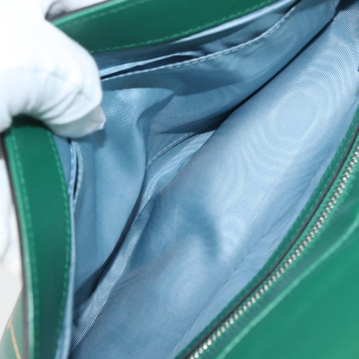 GUCCI Cat Double Face Shoulder Bag Leather Green Gold 524822 Auth mr2360V