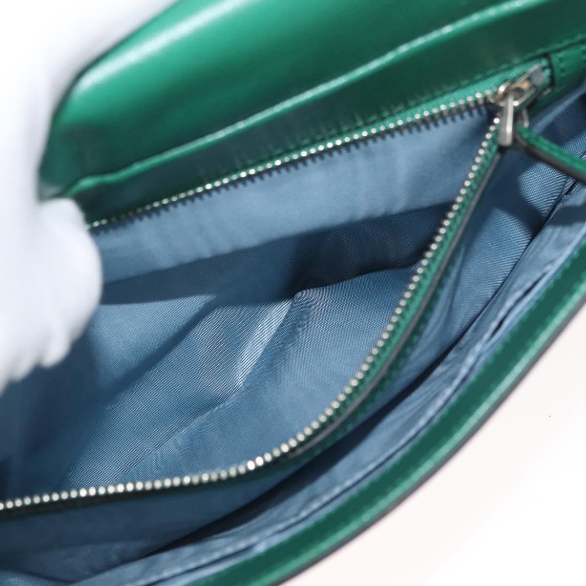 GUCCI Cat Double Face Shoulder Bag Leather Green Gold 524822 Auth mr2360V