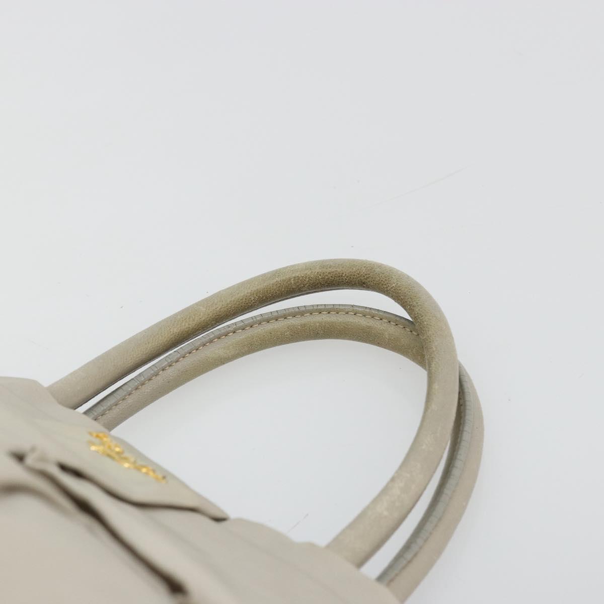 PRADA Ribbon Hand Bag Nylon Beige Gold Auth mr2363
