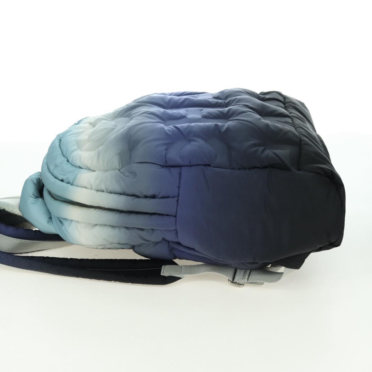CHANEL Doudone Backpack Nylon Blue Silver CC Auth mr2366SAM