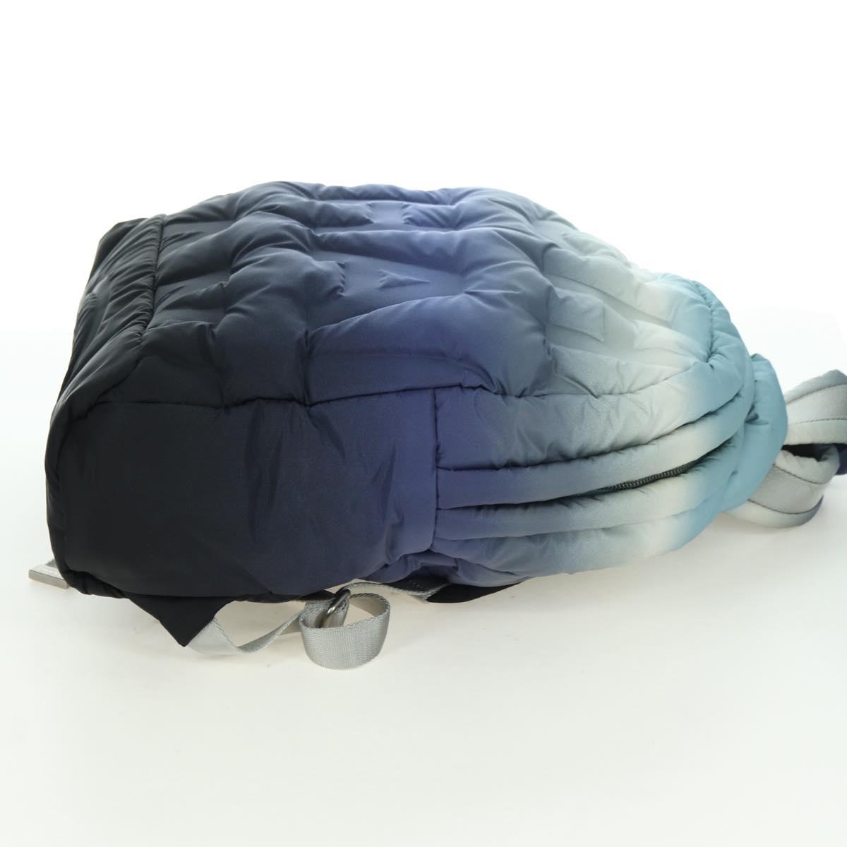 CHANEL Doudone Backpack Nylon Blue Silver CC Auth mr2366SAM