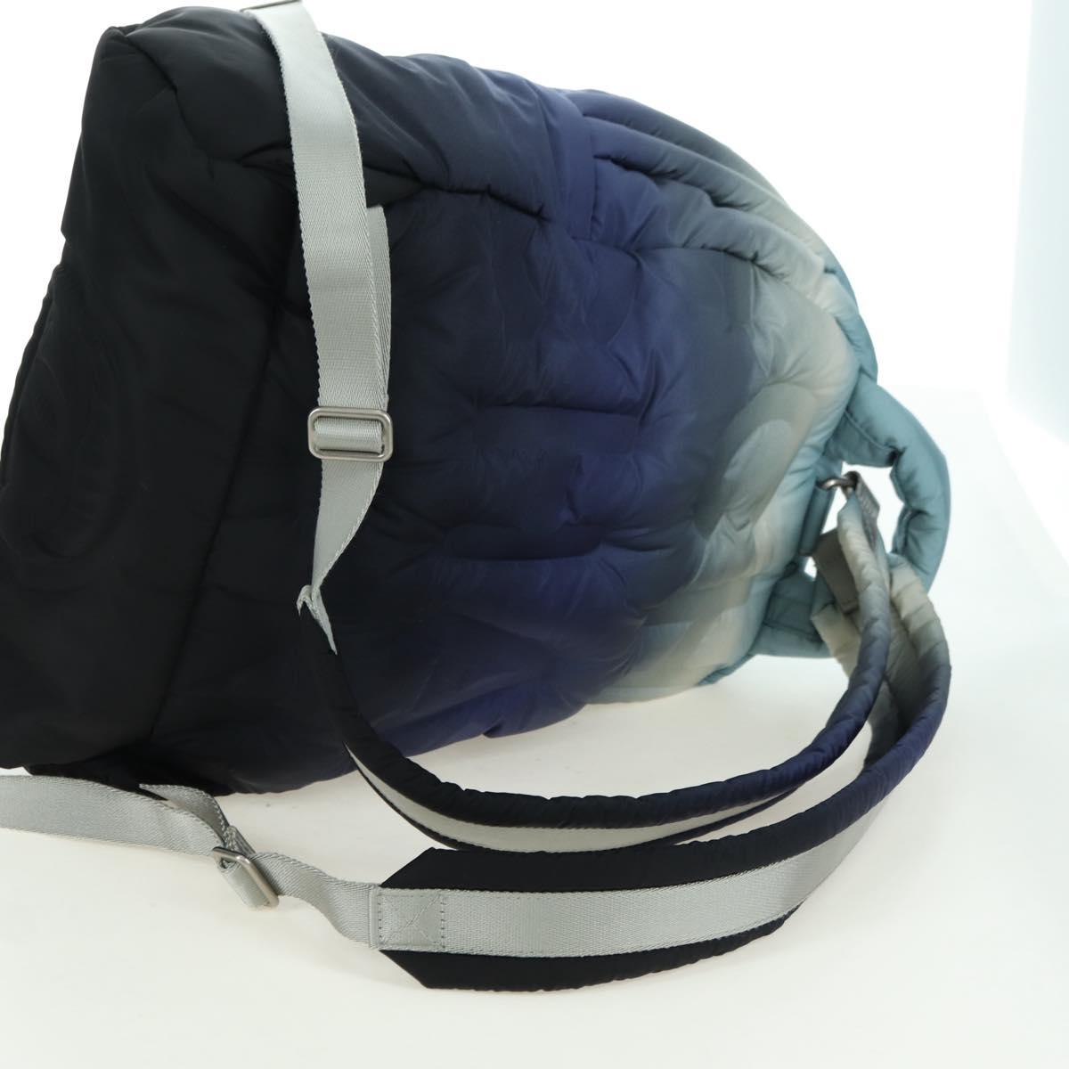 CHANEL Doudone Backpack Nylon Blue Silver CC Auth mr2366SAM