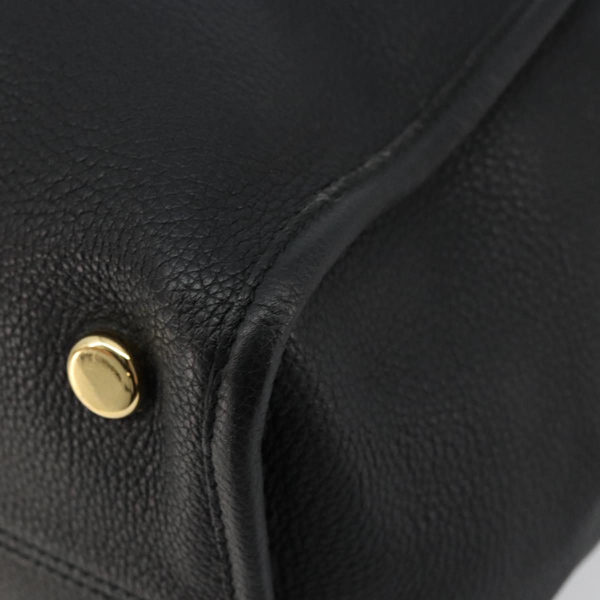 GUCCI Tote Bag Leather 2way Black Gold 674837 Auth mr2372V