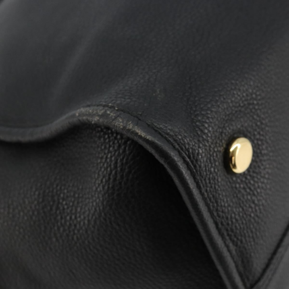 GUCCI Tote Bag Leather 2way Black Gold 674837 Auth mr2372V