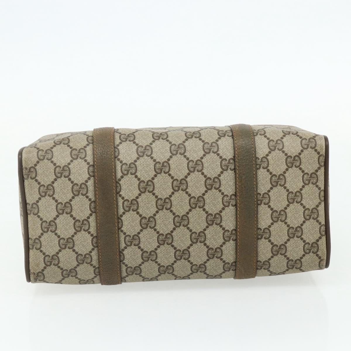 GUCCI GG Supreme Web Sherry Line Boston Bag PVC Beige Gold Auth mr2389
