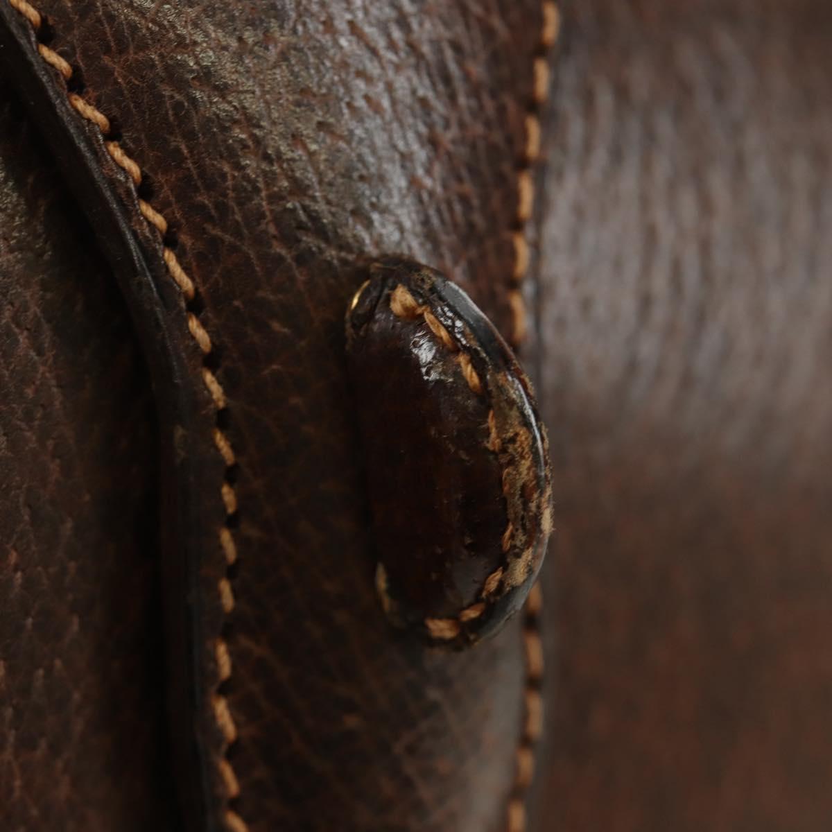 GUCCI Hand Bag Leather Brown Gold Auth mr2390