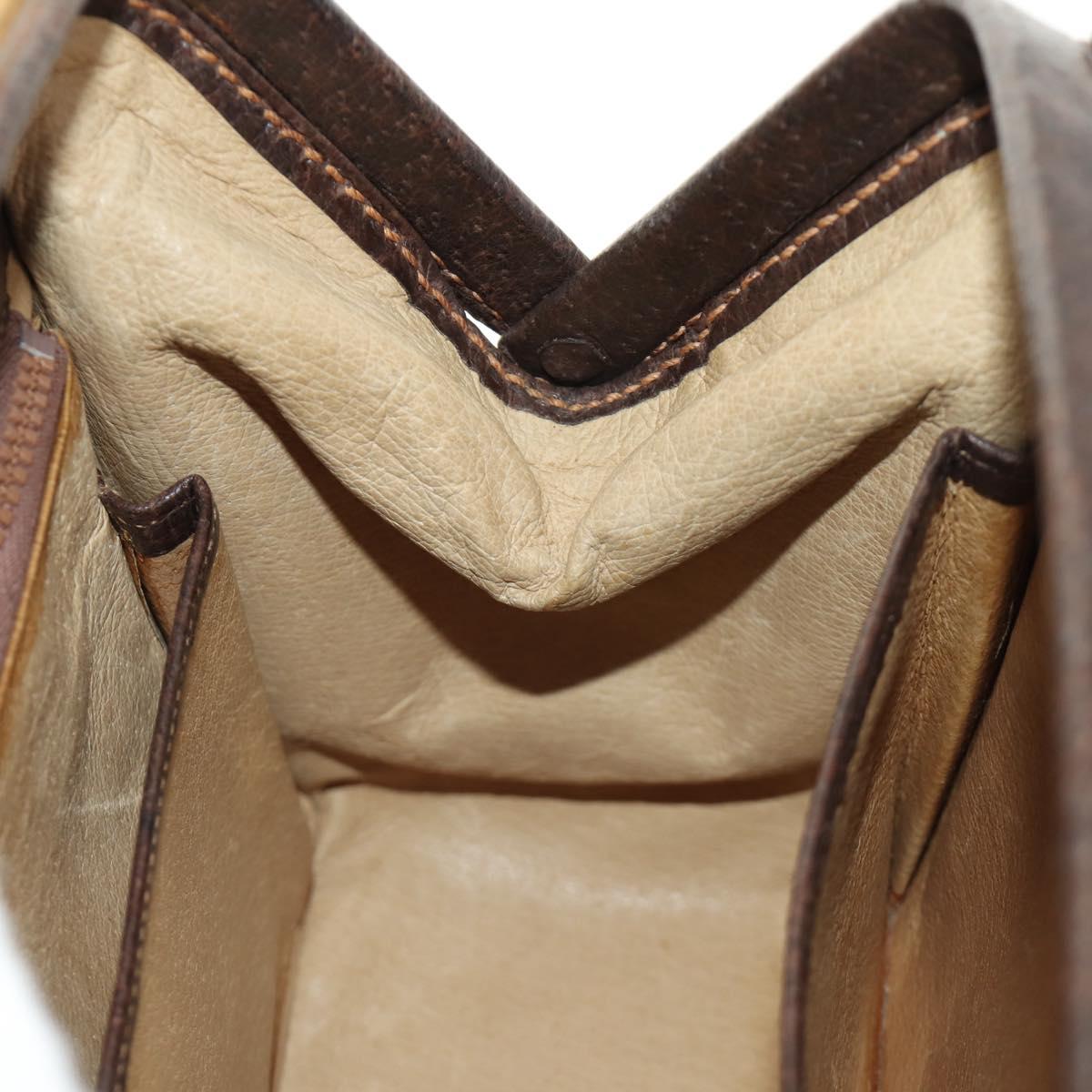 GUCCI Hand Bag Leather Brown Gold Auth mr2390