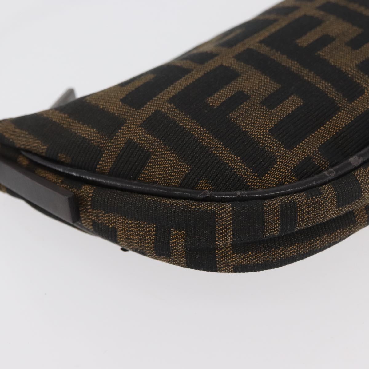 FENDI Zucca Canvas Accessory Pouch Brown Black Auth mr2395A