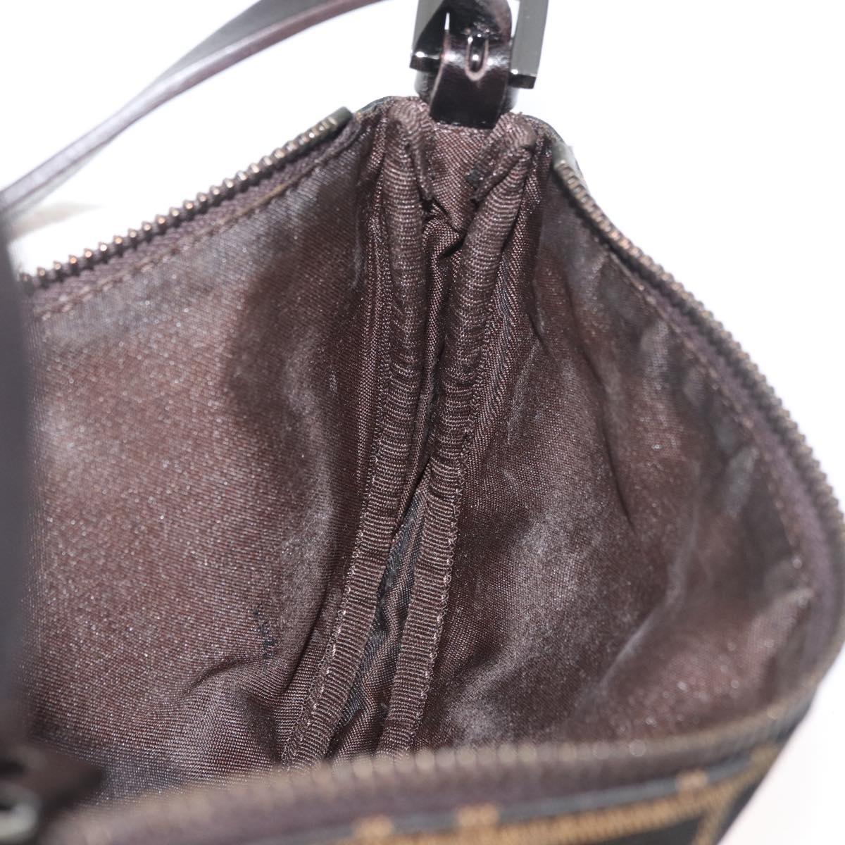 FENDI Zucca Canvas Accessory Pouch Brown Black Auth mr2395A