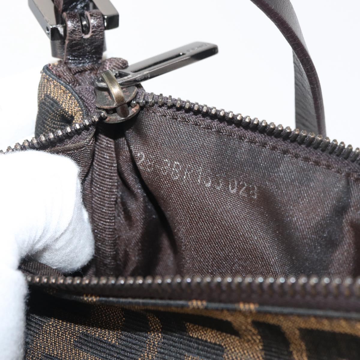 FENDI Zucca Canvas Accessory Pouch Brown Black Auth mr2395A