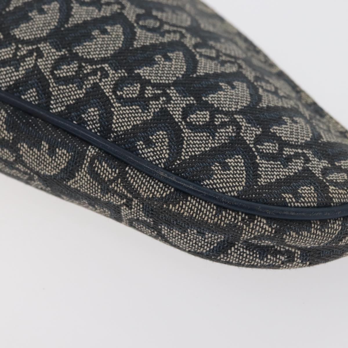 Christian Dior Trotter Canvas Accessory Pouch Navy Silver Auth mr2399A
