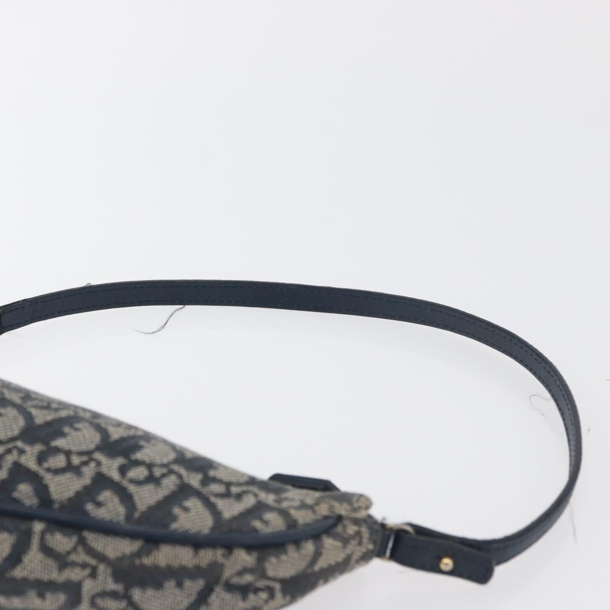 Christian Dior Trotter Canvas Accessory Pouch Navy Silver Auth mr2399A