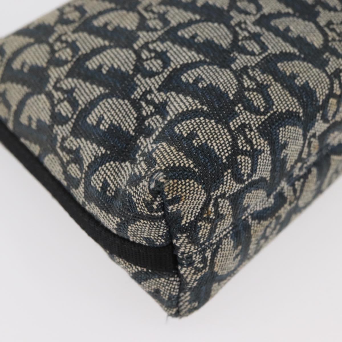 Christian Dior Trotter Canvas Accessory Pouch Navy Silver Auth mr2400