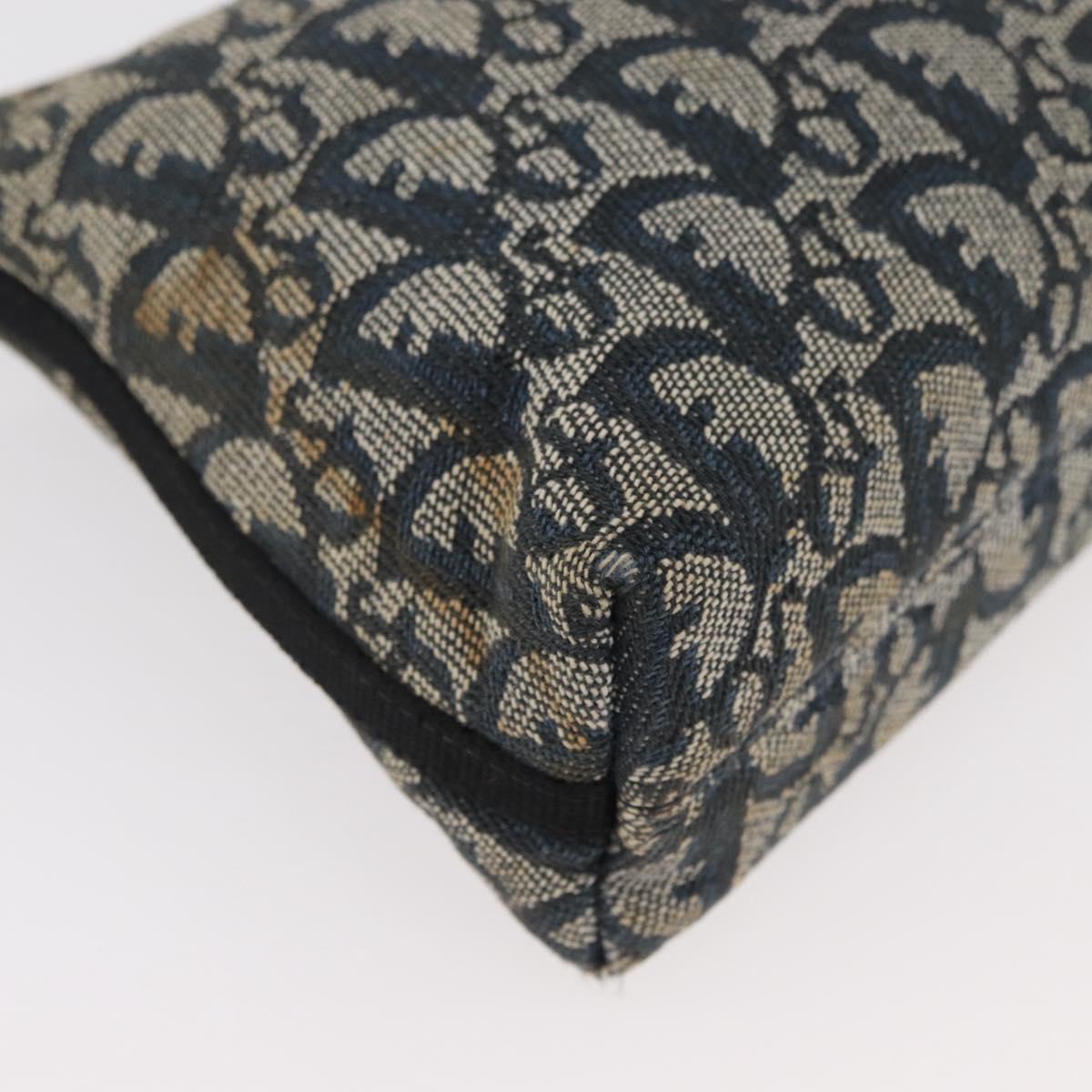 Christian Dior Trotter Canvas Accessory Pouch Navy Silver Auth mr2400