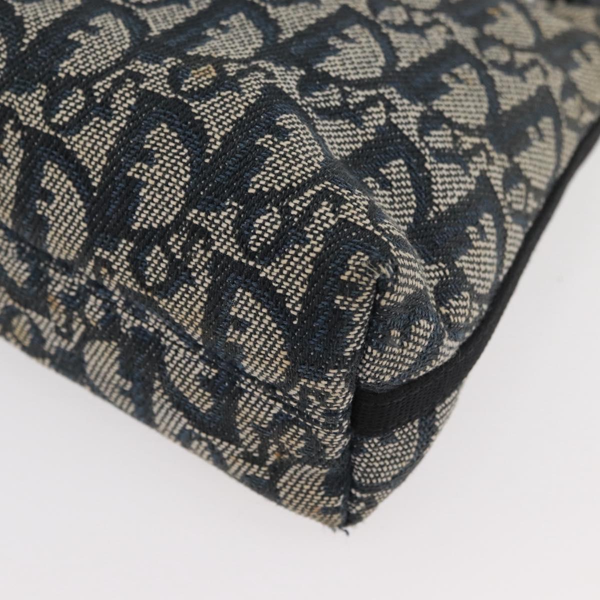 Christian Dior Trotter Canvas Accessory Pouch Navy Silver Auth mr2400