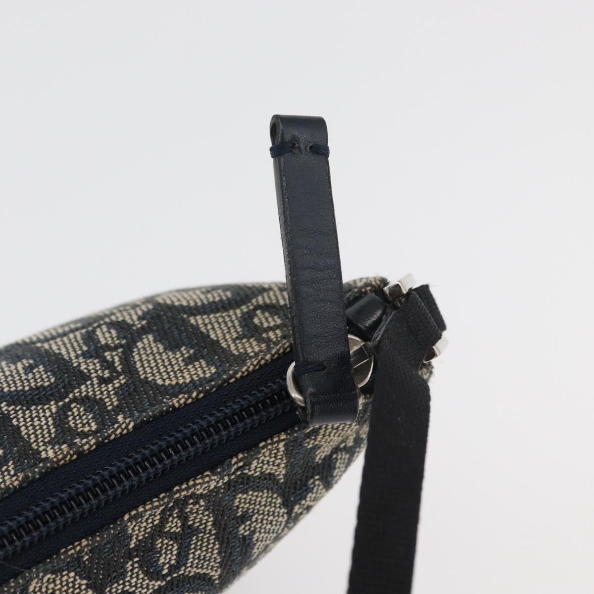Christian Dior Trotter Canvas Accessory Pouch Navy Silver Auth mr2400