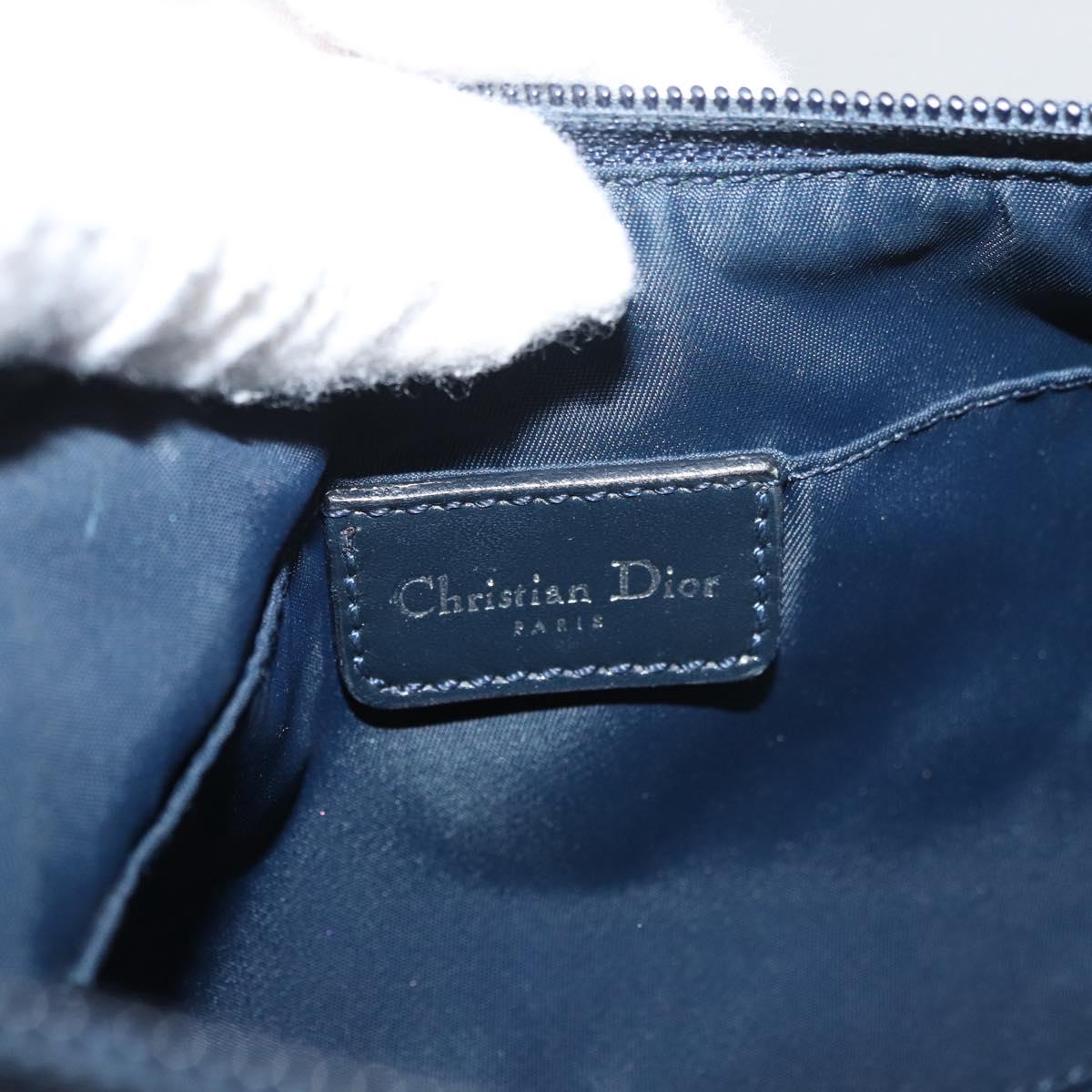 Christian Dior Trotter Canvas Accessory Pouch Navy Silver Auth mr2400