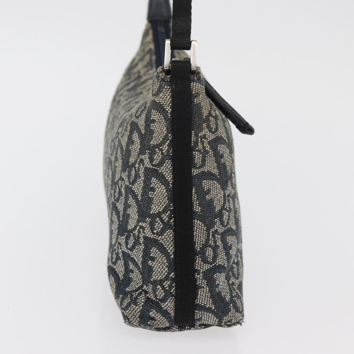 Christian Dior Trotter Canvas Accessory Pouch Navy Silver Auth mr2400