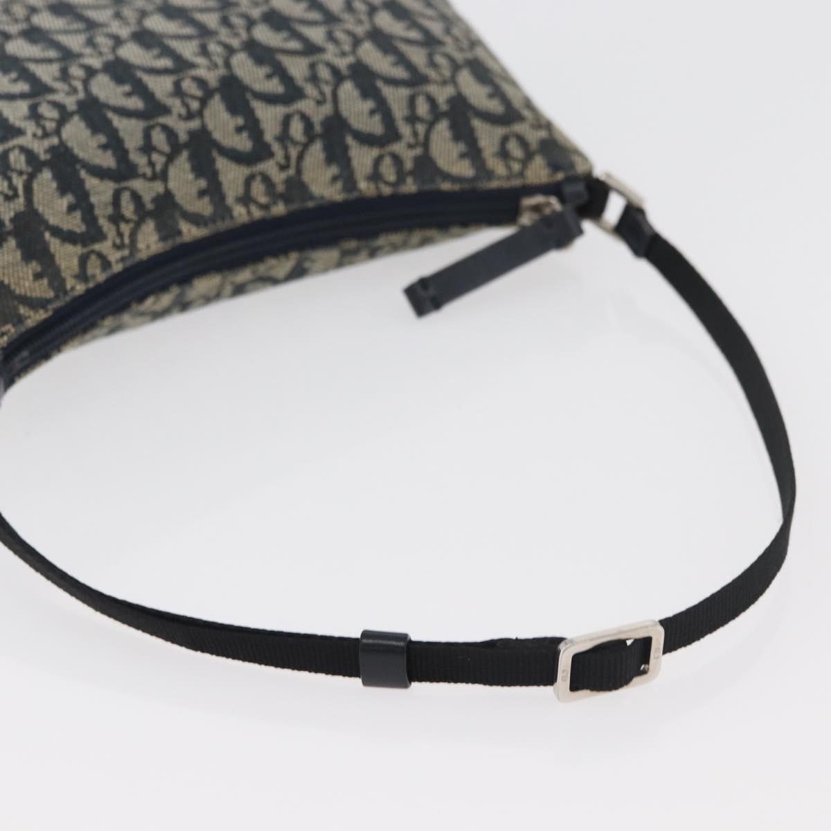 Christian Dior Trotter Canvas Accessory Pouch Navy Silver Auth mr2400