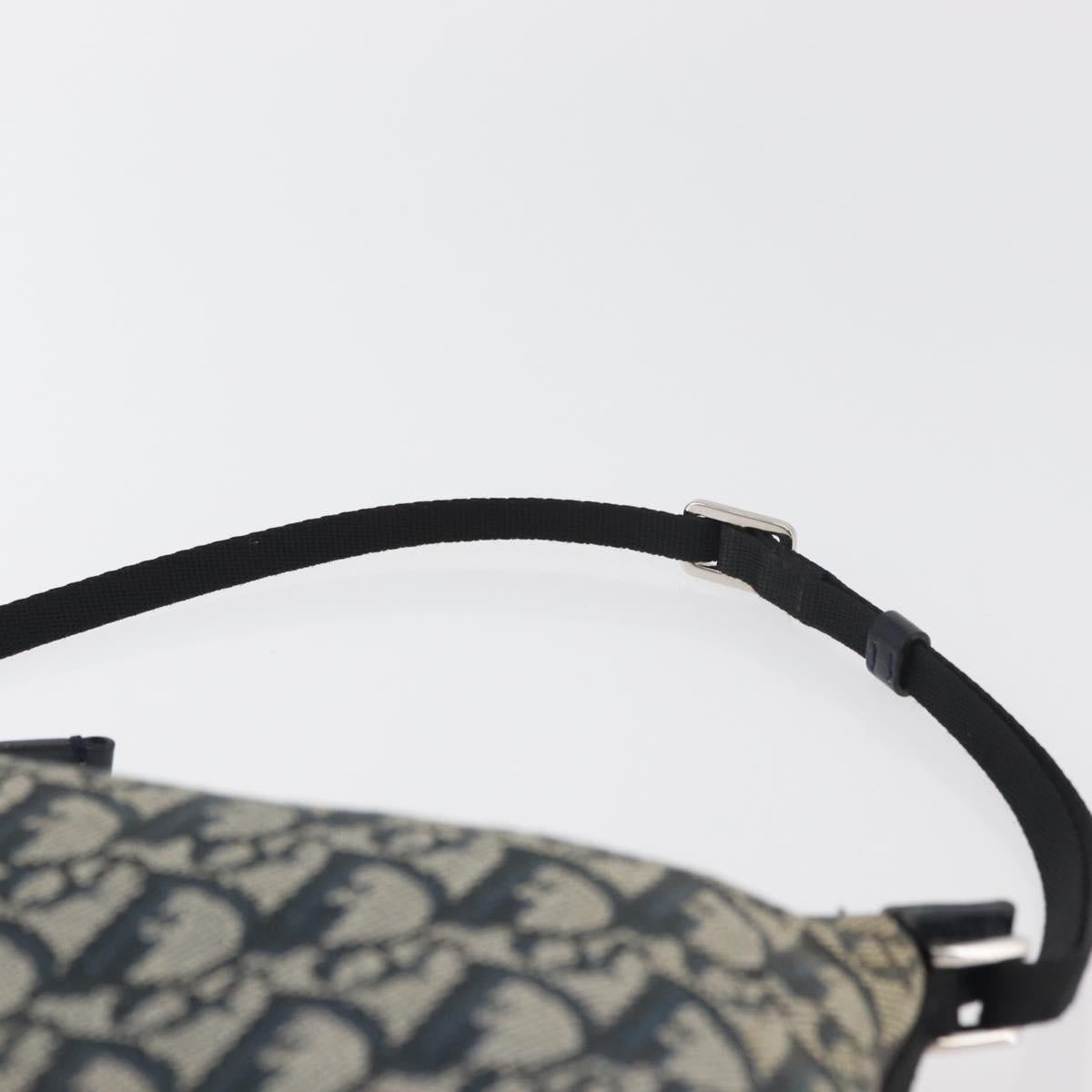 Christian Dior Trotter Canvas Accessory Pouch Navy Silver Auth mr2400
