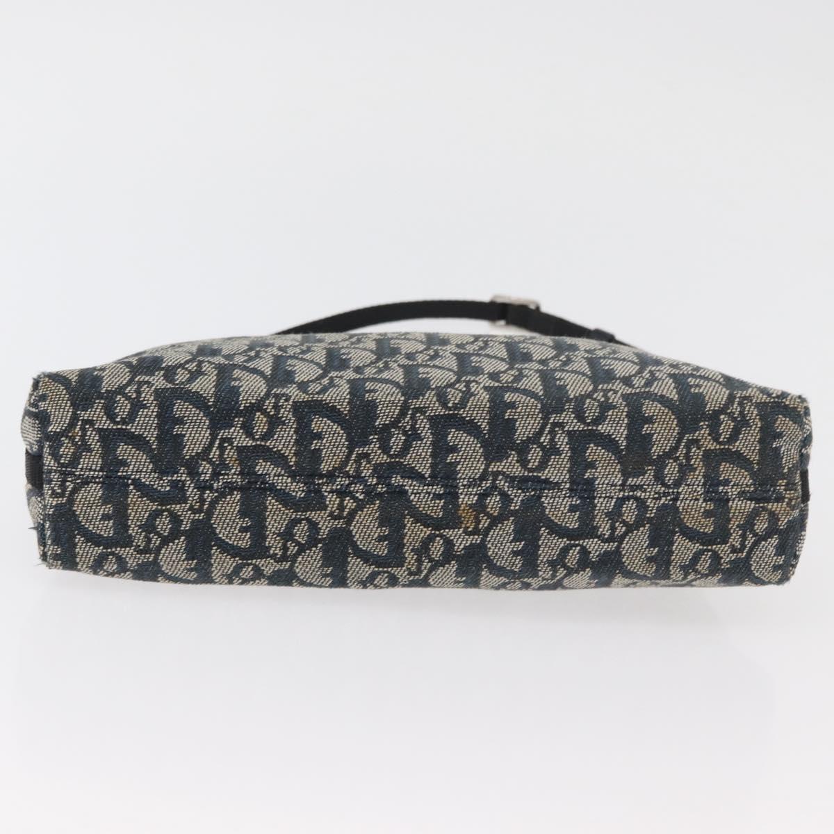 Christian Dior Trotter Canvas Accessory Pouch Navy Silver Auth mr2400