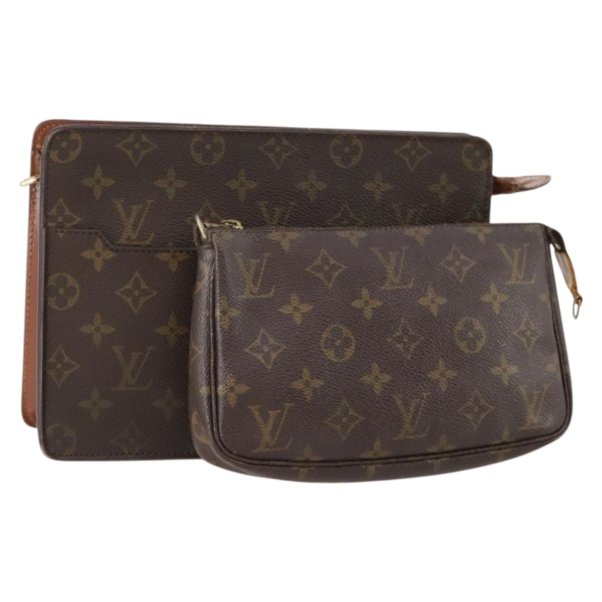 LOUIS VUITTON Monogram Clutch Bag 2 Set LV Auth mr2404