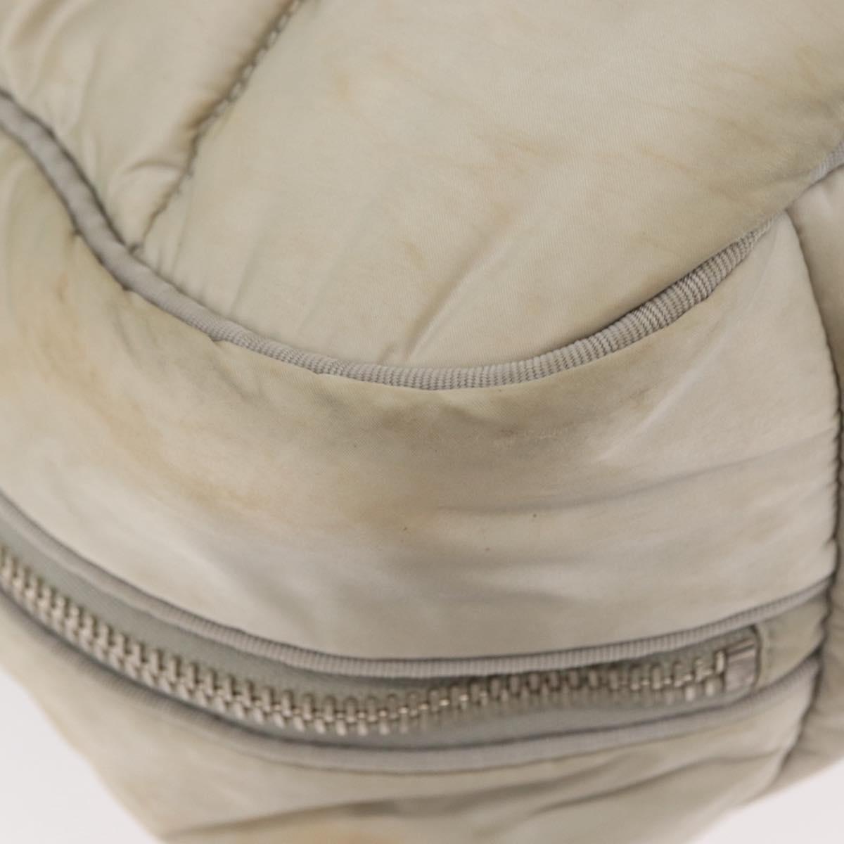 CHANEL Shoulder Bag Nylon Beige Silver CC Auth mr2413