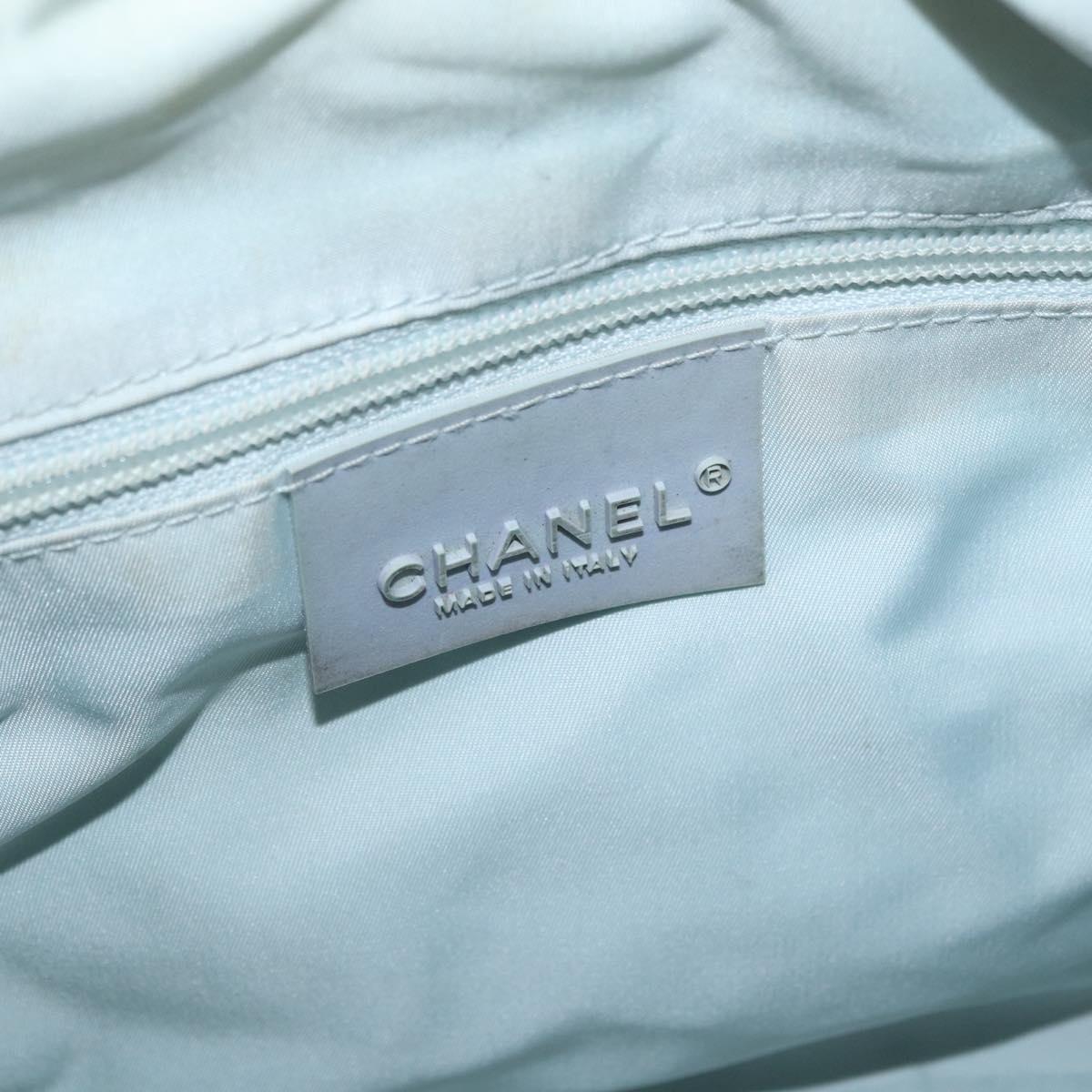 CHANEL Shoulder Bag Nylon Beige Silver CC Auth mr2413