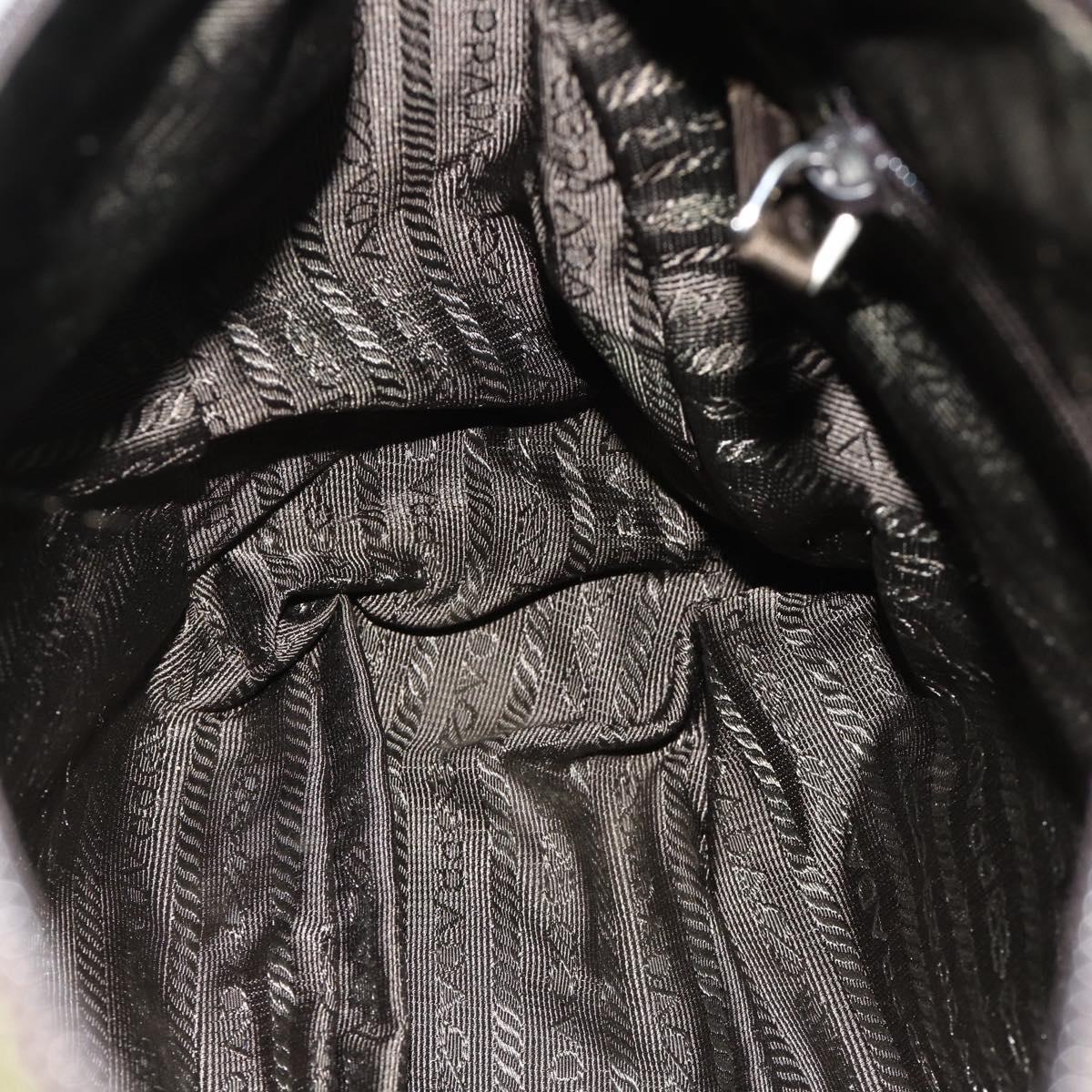 PRADA Shoulder Bag Nylon Khaki Silver Auth mr2417