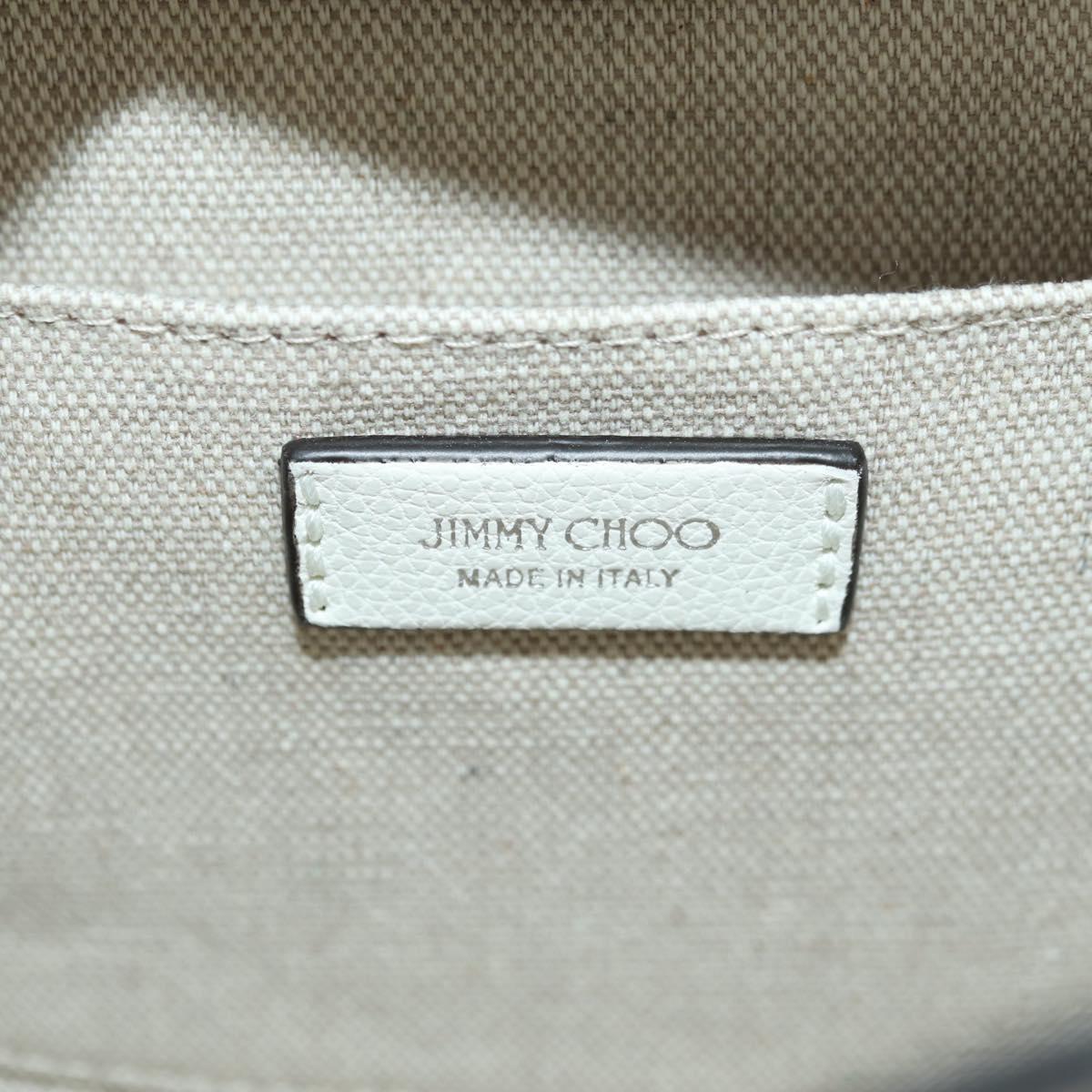 Jimmy Choo Cheri Crystal Hobo Shoulder Bag Leather White Silver Auth mr2419A