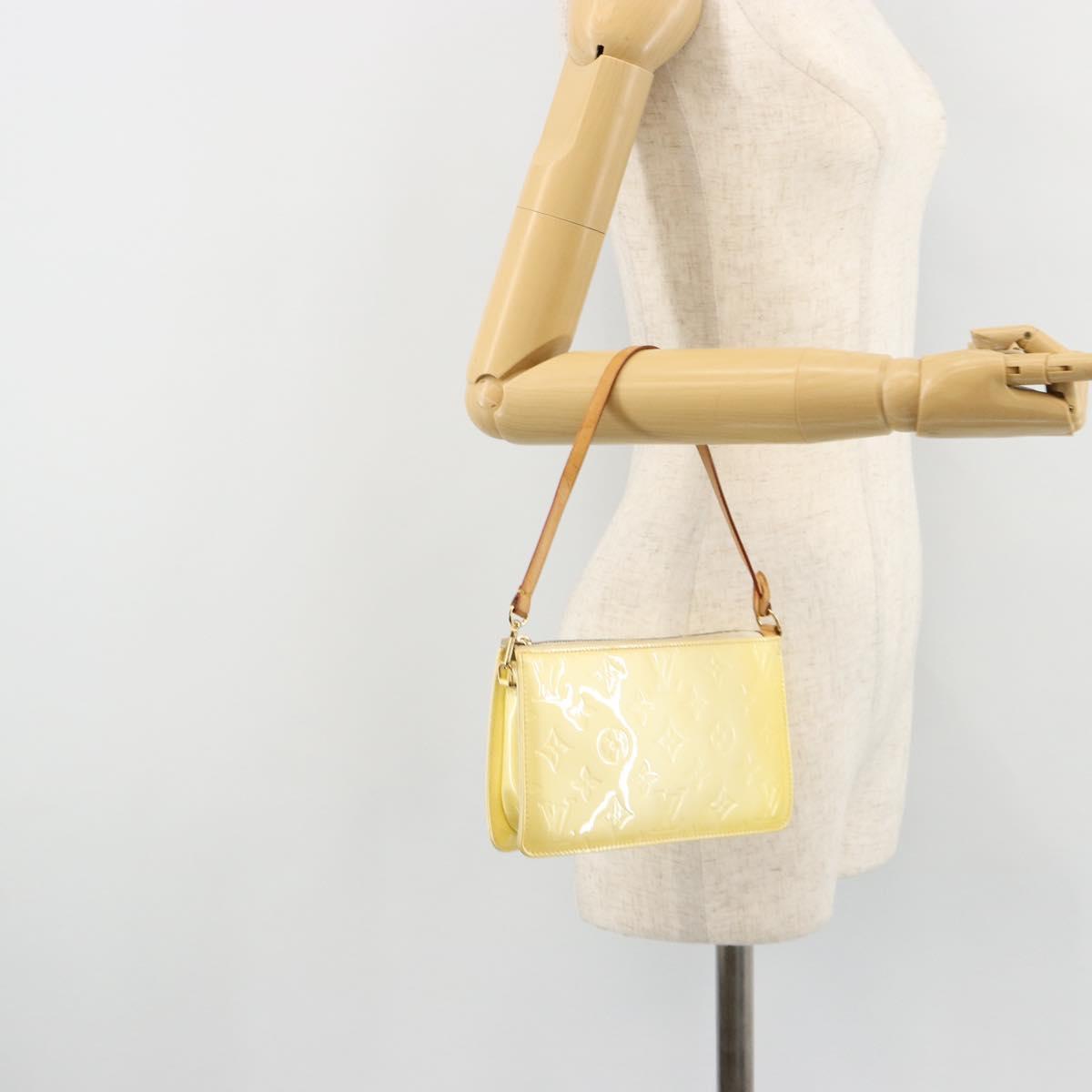 LOUIS VUITTON Monogram Vernis Lexington Pouch Beige M91010 LV Auth mr2421