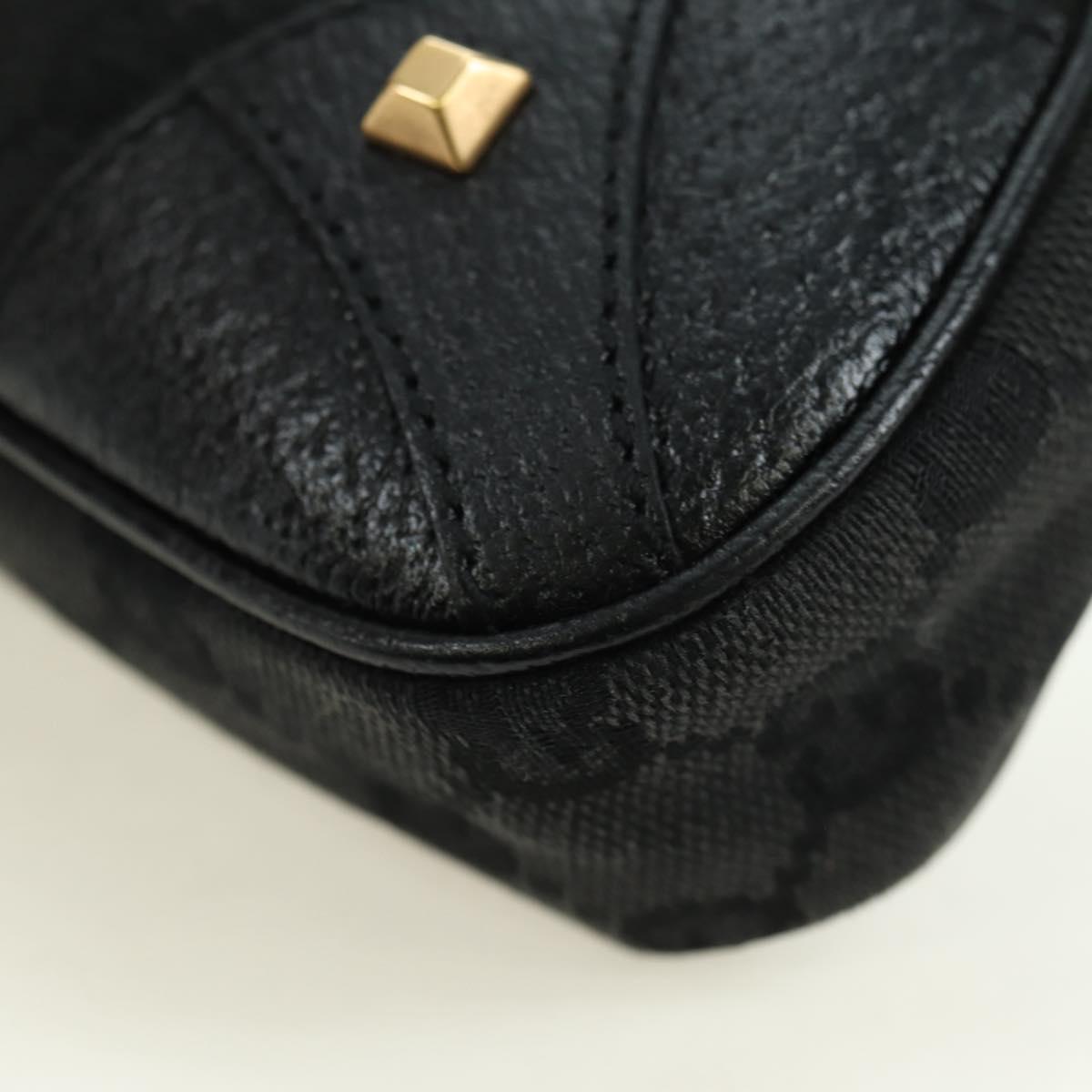 GUCCI GG Canvas Chain Accessory Pouch Black Gold 120940 Auth mr2424V