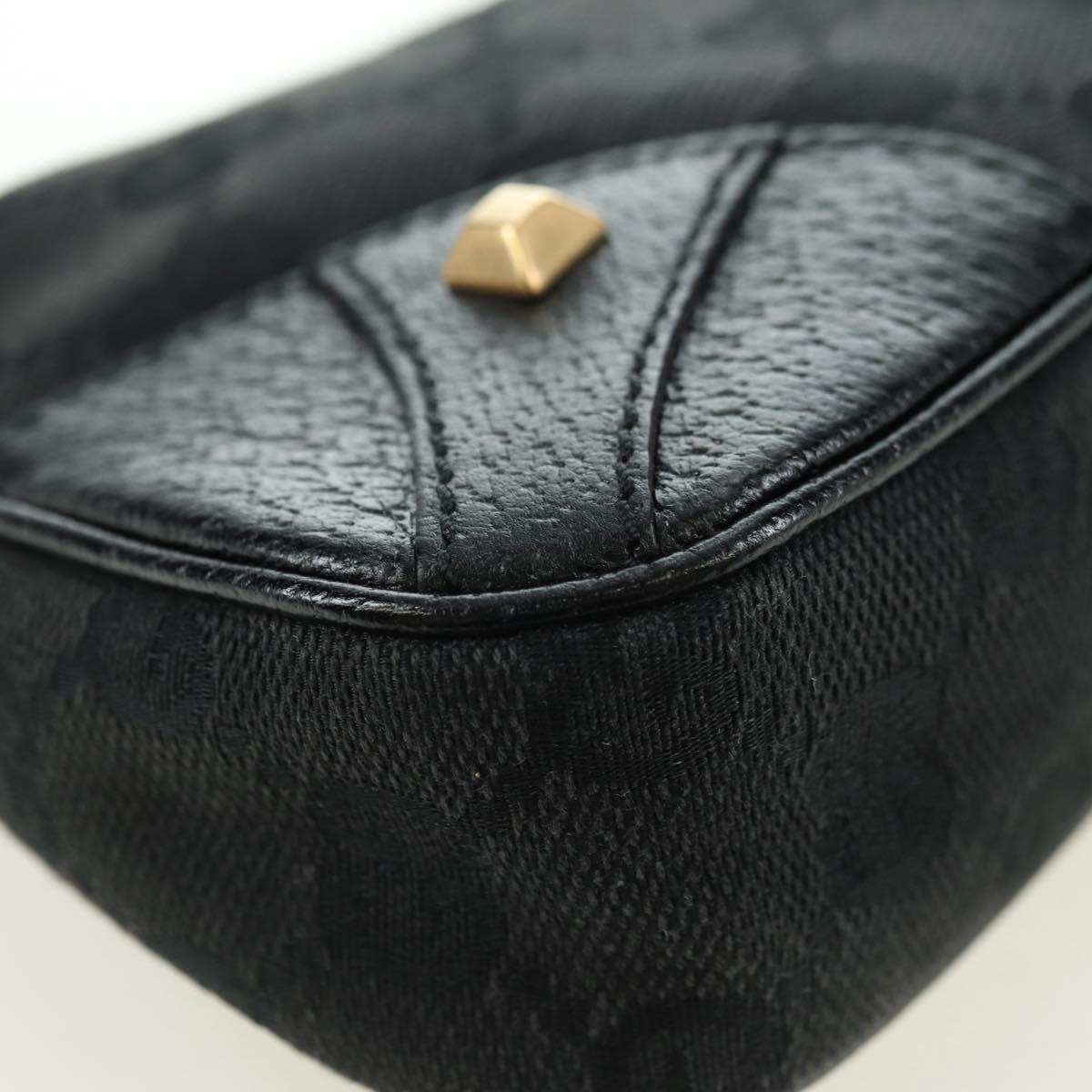 GUCCI GG Canvas Chain Accessory Pouch Black Gold 120940 Auth mr2424V