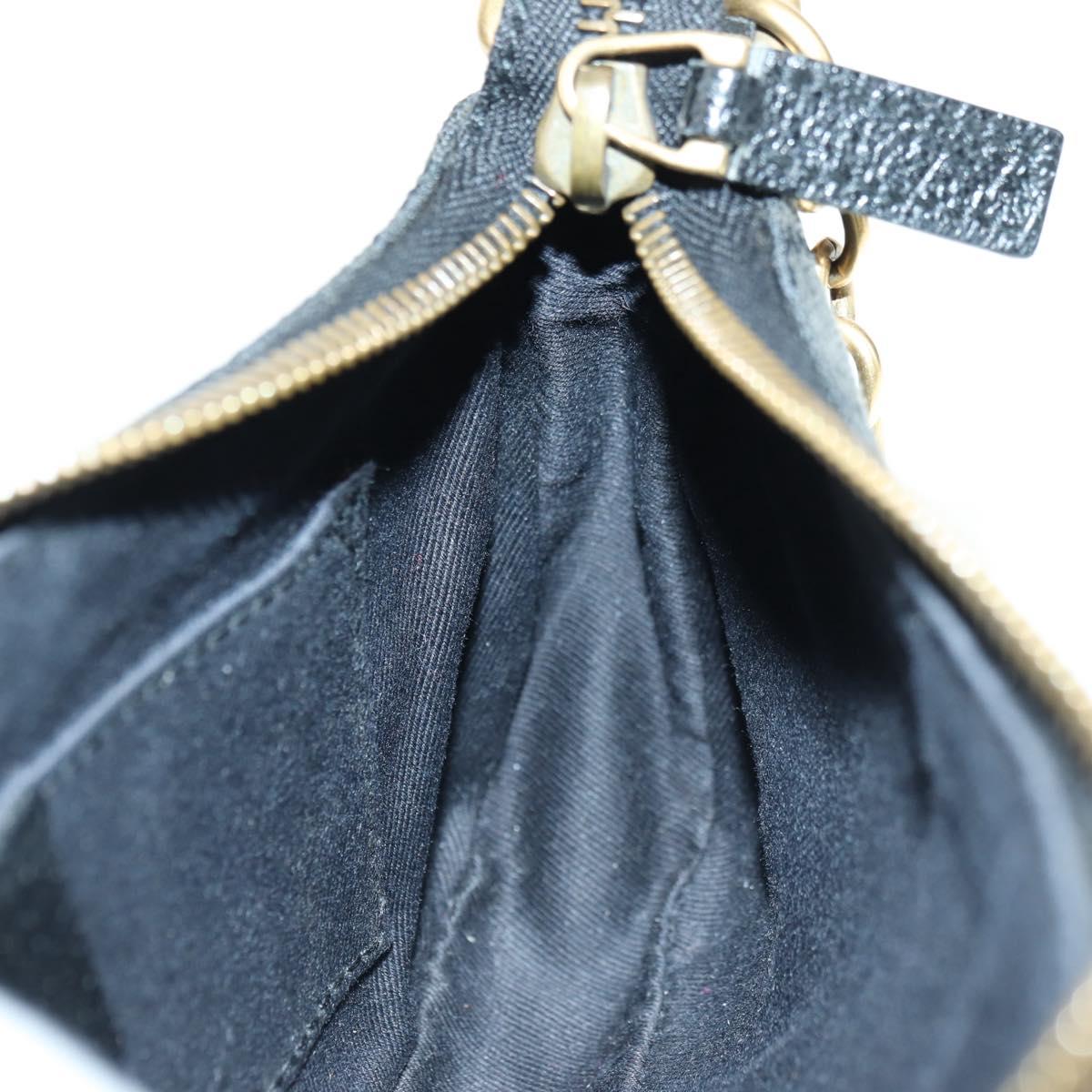 GUCCI GG Canvas Chain Accessory Pouch Black Gold 120940 Auth mr2424V