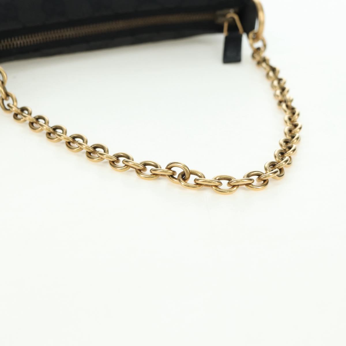 GUCCI GG Canvas Chain Accessory Pouch Black Gold 120940 Auth mr2424V