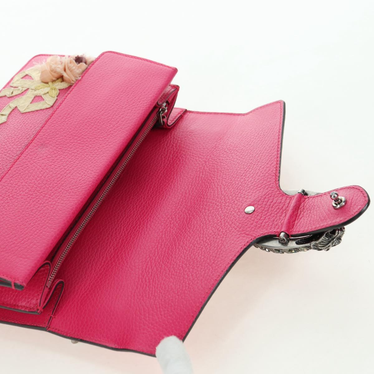GUCCI Chain Dionysus Small Shoulder Bag Leather Pink Silver 400249 Auth mr2426V