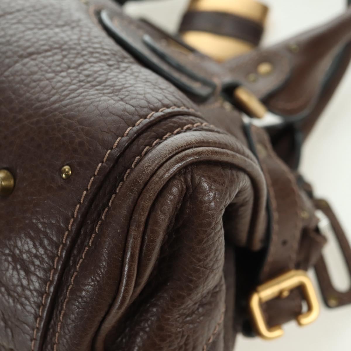 Chloe Paddington Hand Bag Leather Brown Gold Silver Auth mr2427V