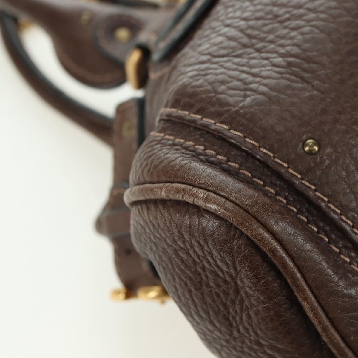 Chloe Paddington Hand Bag Leather Brown Gold Silver Auth mr2427V