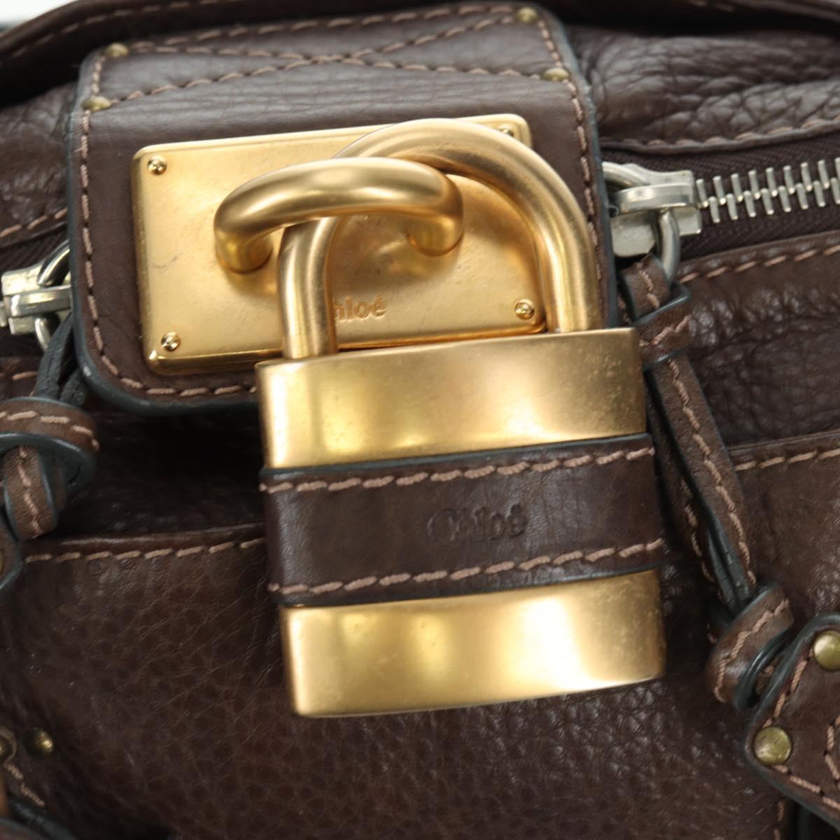 Chloe Paddington Hand Bag Leather Brown Gold Silver Auth mr2427V