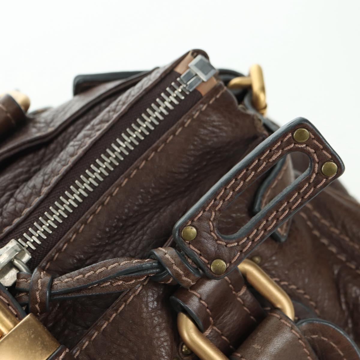 Chloe Paddington Hand Bag Leather Brown Gold Silver Auth mr2427V