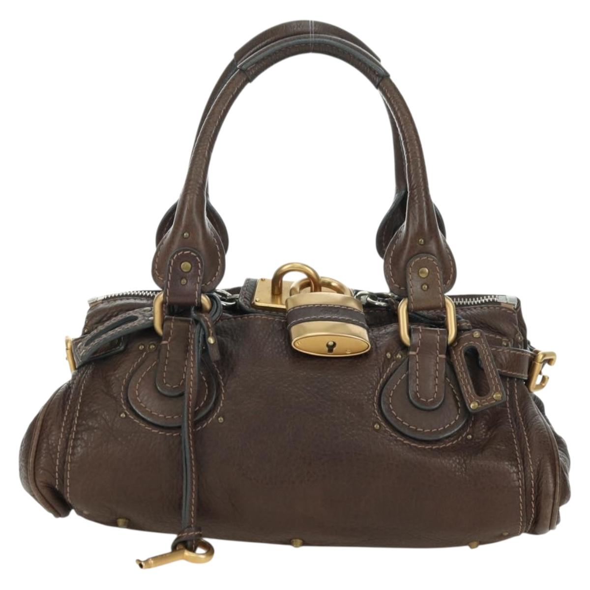 Chloe Paddington Hand Bag Leather Brown Gold Silver Auth mr2427V