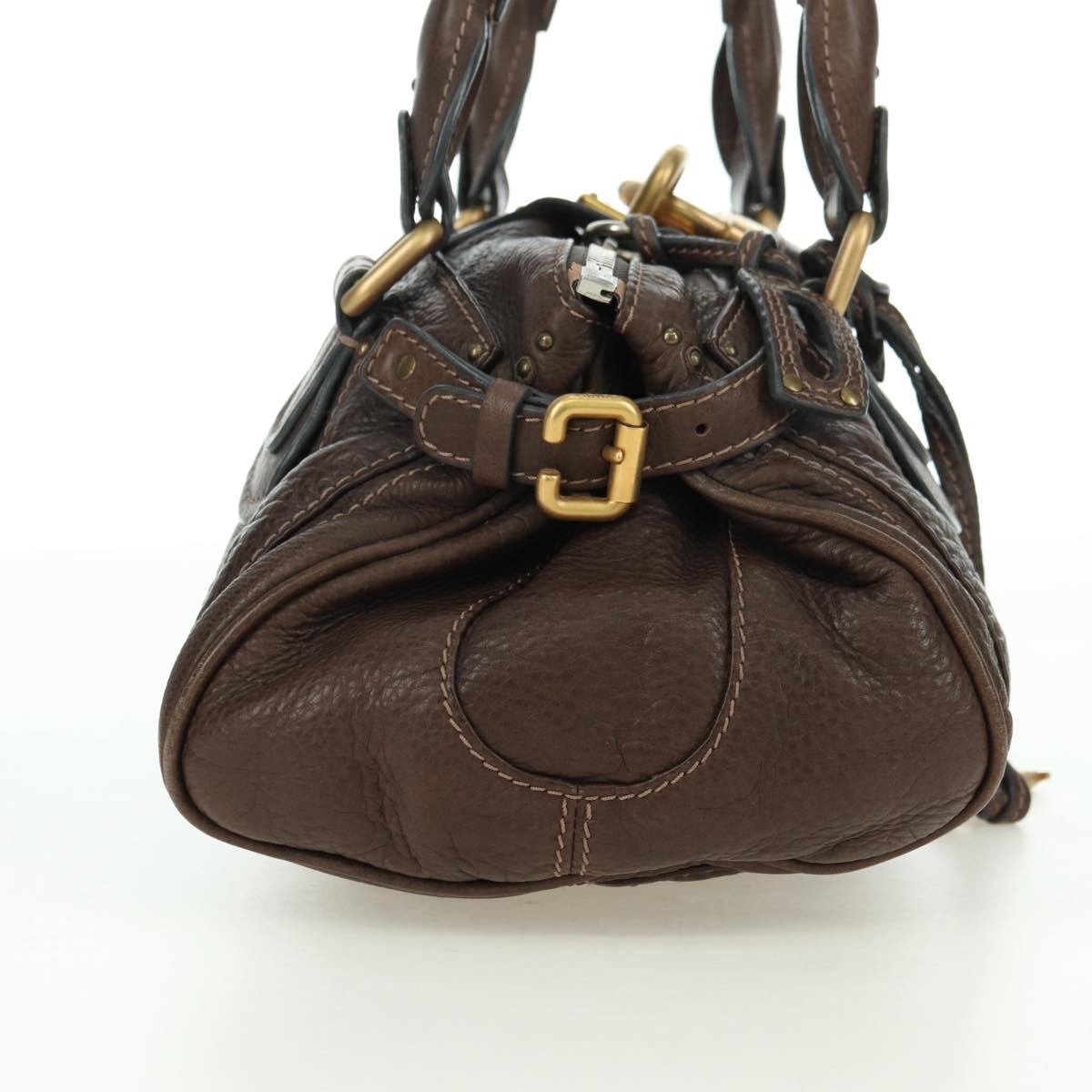 Chloe Paddington Hand Bag Leather Brown Gold Silver Auth mr2427V