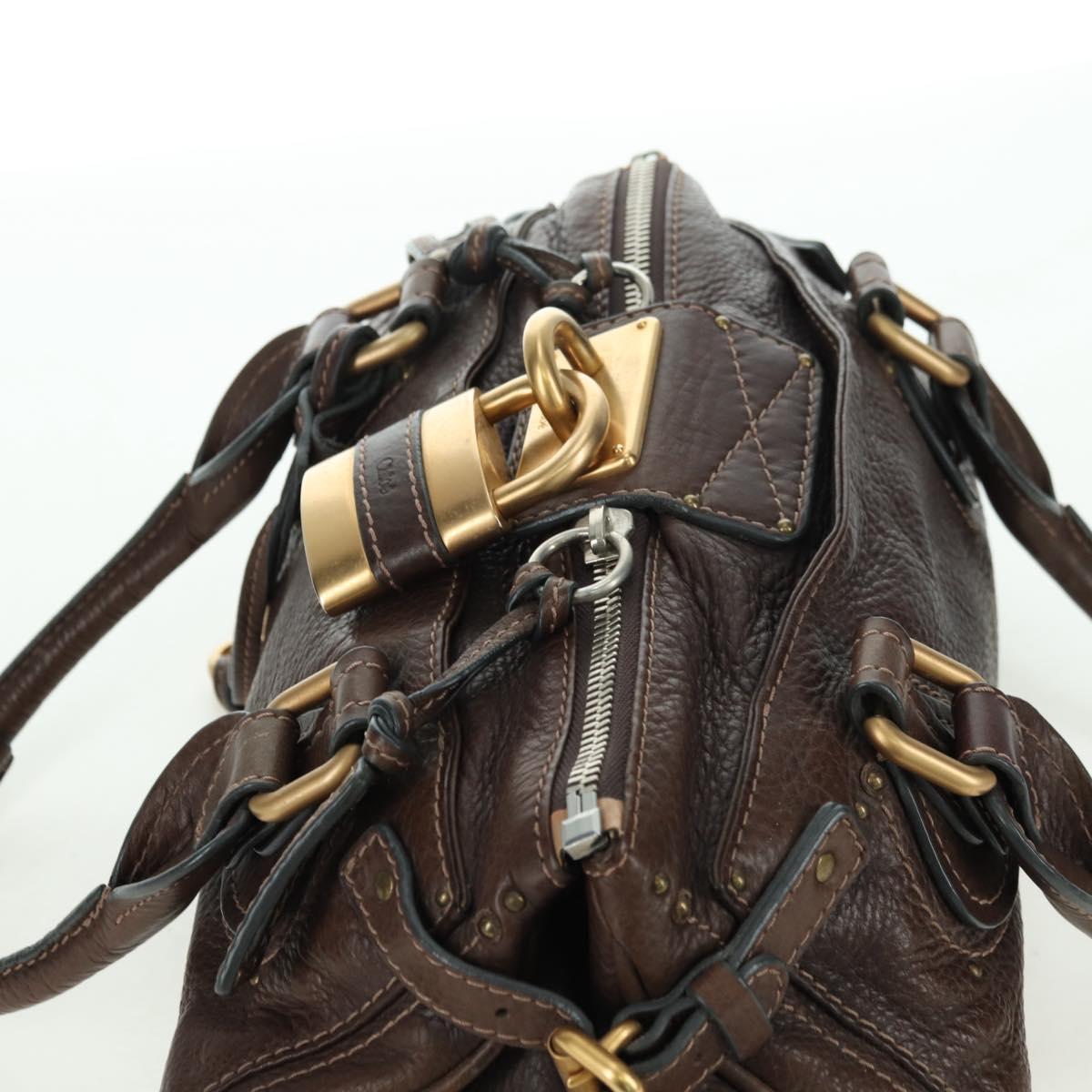 Chloe Paddington Hand Bag Leather Brown Gold Silver Auth mr2427V