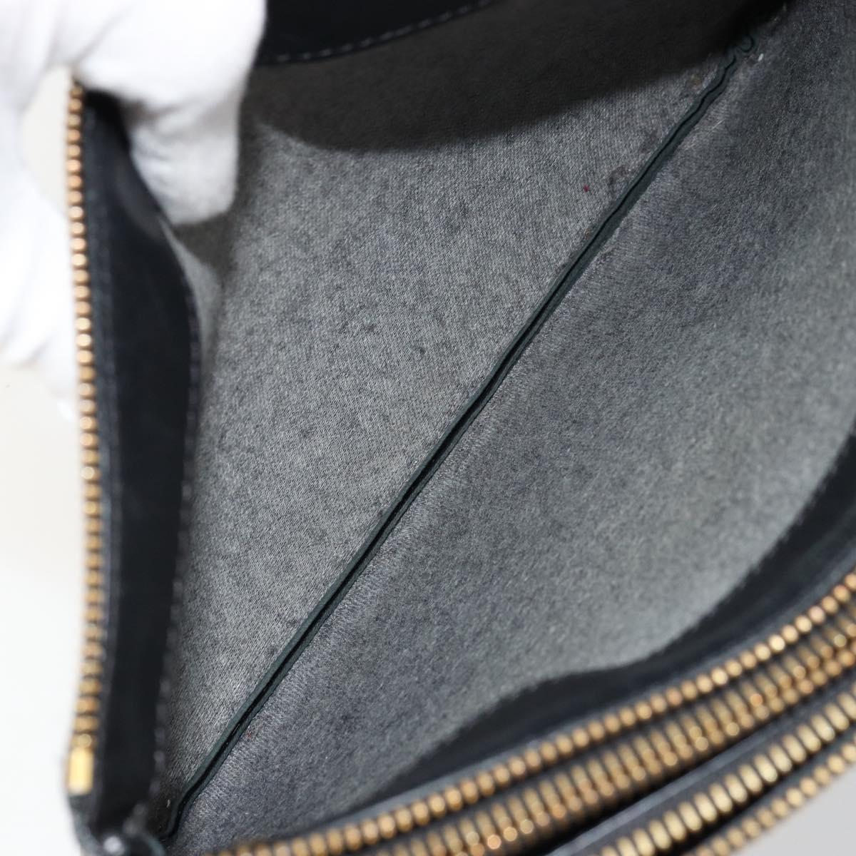 CELINE Trio Shoulder Bag Leather Black Gold Auth mr2435