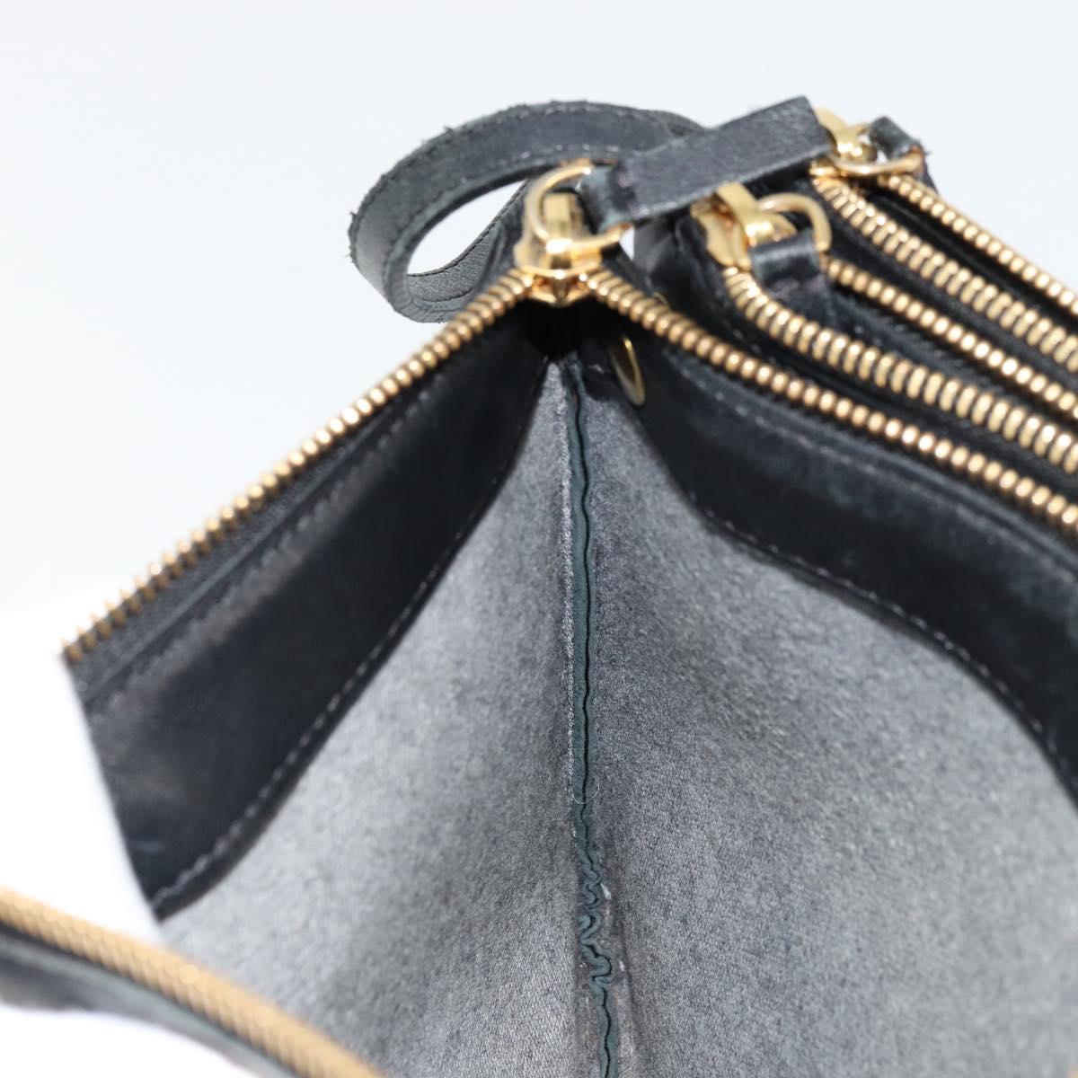 CELINE Trio Shoulder Bag Leather Black Gold Auth mr2435