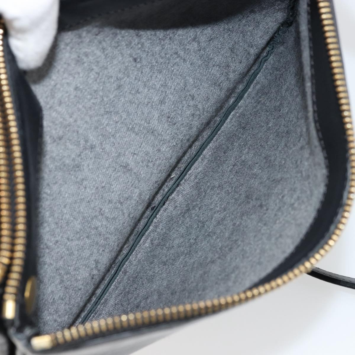 CELINE Trio Shoulder Bag Leather Black Gold Auth mr2435