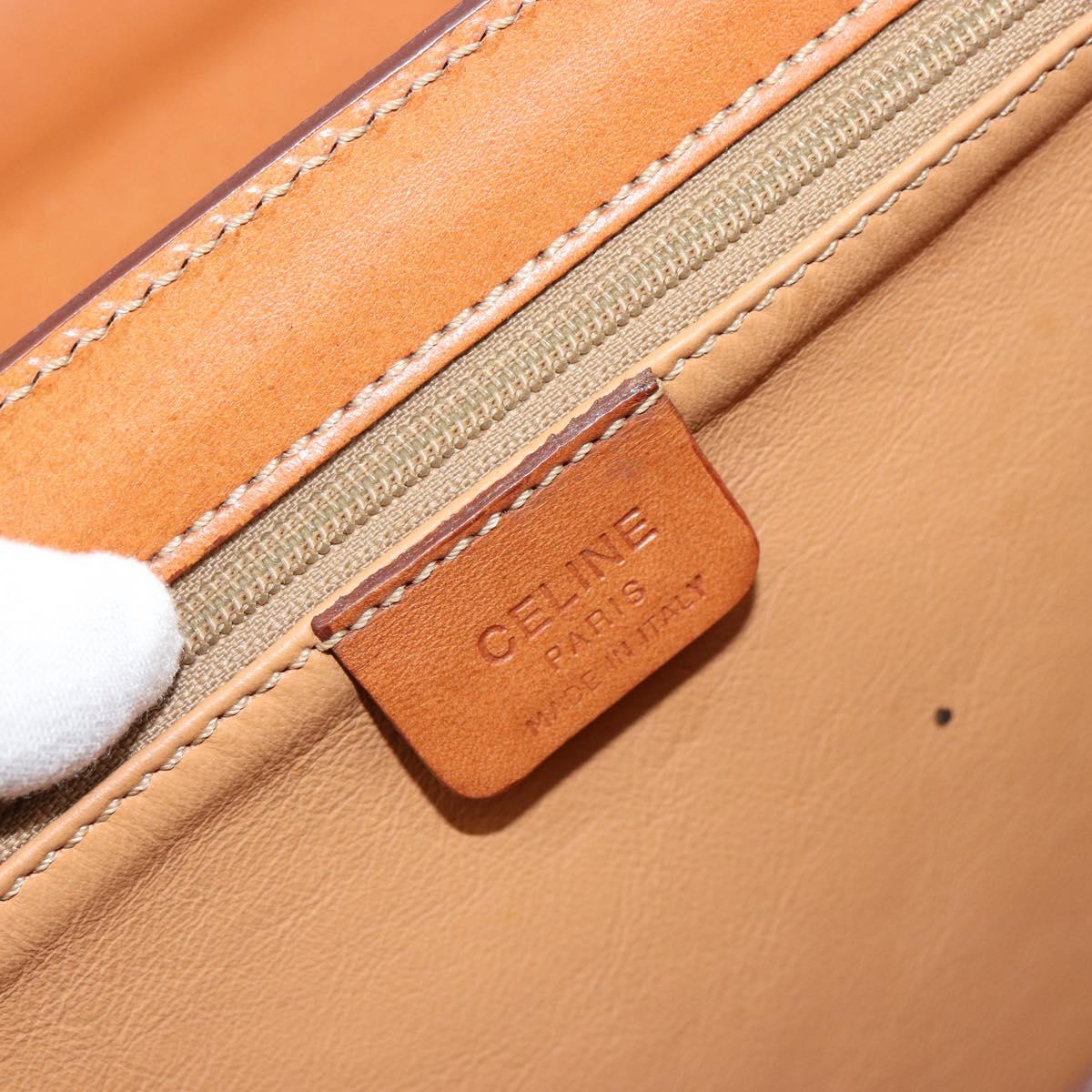 CELINE Macadam Canvas Hand Bag PVC Leather Gold Brown Auth mr2441