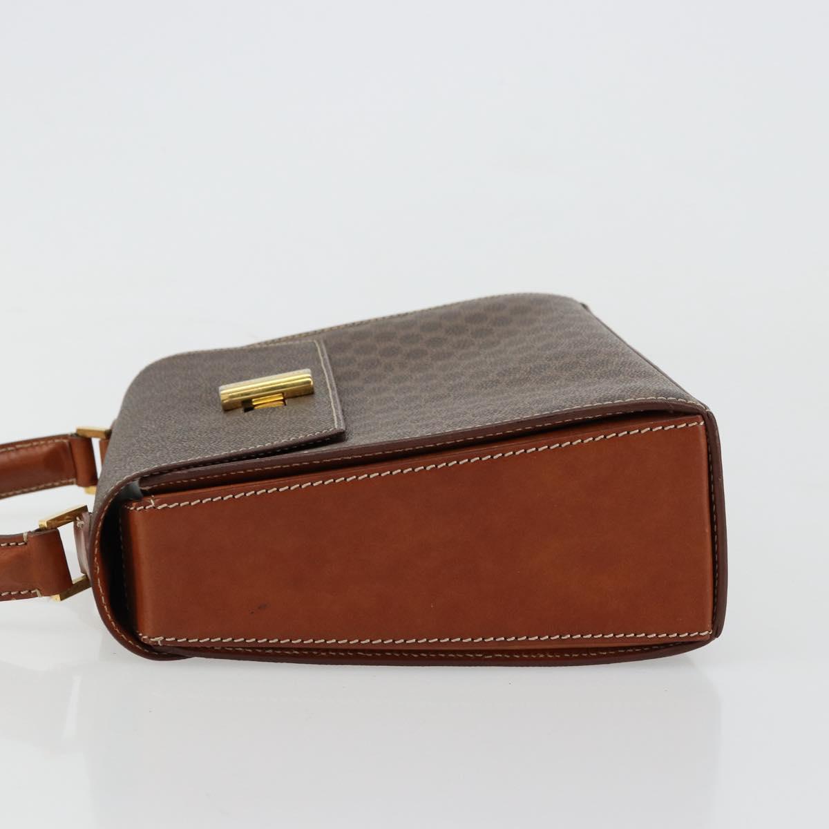 CELINE Macadam Canvas Hand Bag PVC Leather Gold Brown Auth mr2441